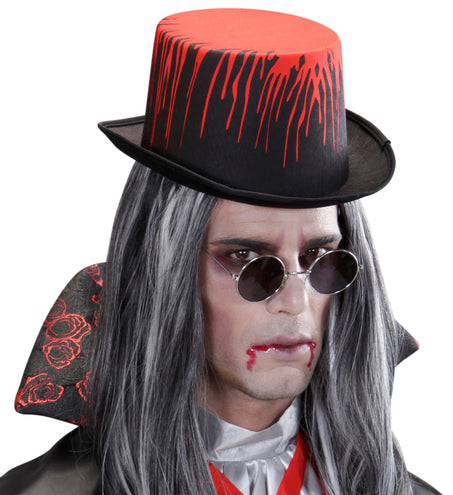 Widmann SRL Zwarte hoge hoed met bloeddruppels