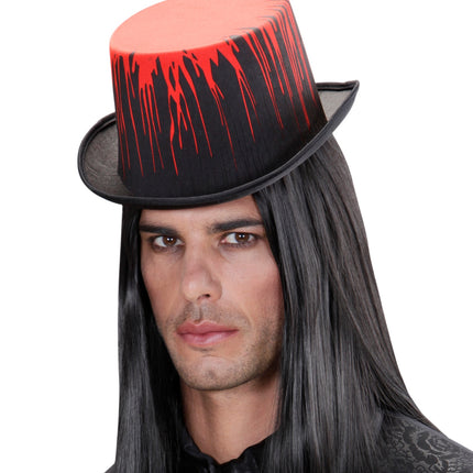 Widmann SRL Zwarte hoge hoed met bloeddruppels