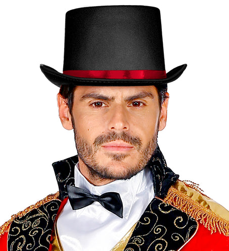 Widmann SRL Zwarte hoge hoed met rode band