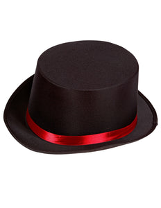 Widmann SRL Zwarte hoge hoed met rode band