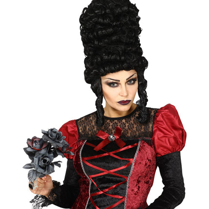 Widmann SRL Zwarte hoge pruik gotiek