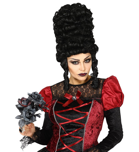 Widmann SRL Zwarte hoge pruik gotiek