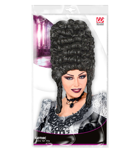 Widmann SRL Zwarte hoge pruik gotiek