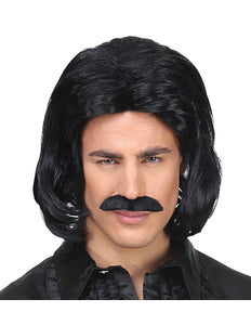 Widmann SRL Zwarte macho pruik met snor