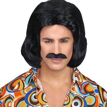 Widmann SRL Zwarte macho pruik met snor