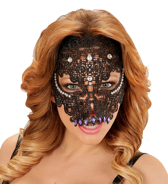 Widmann SRL Zwarte maskers met steentjes