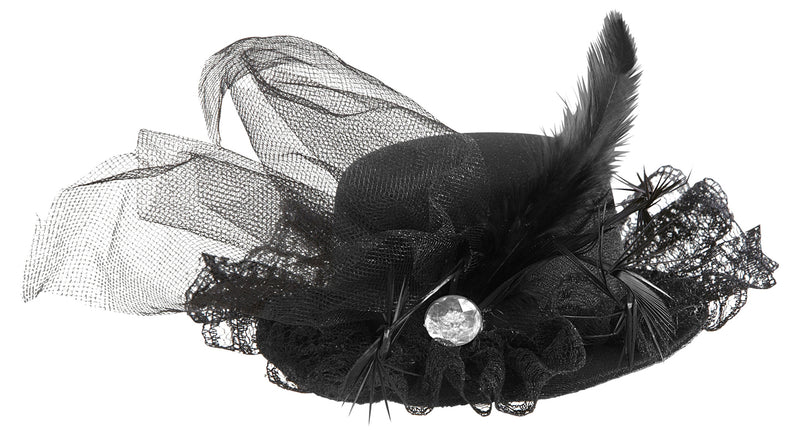 Widmann SRL Zwarte mini hoed met diamant