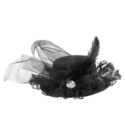 Widmann SRL Zwarte mini hoed met diamant