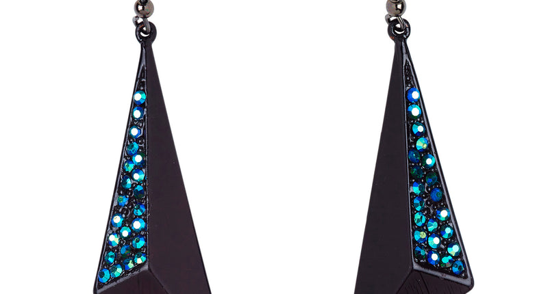 Widmann SRL Zwarte oorbellen met nep saffier