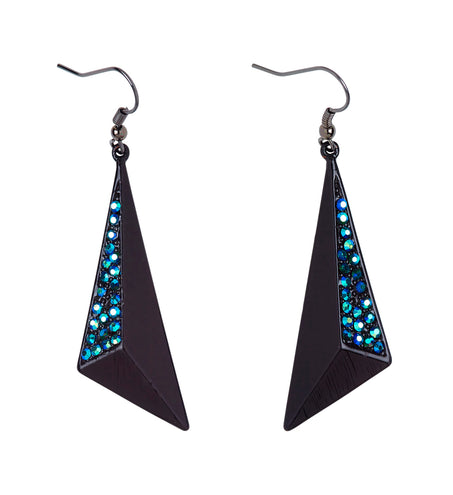 Widmann SRL Zwarte oorbellen met nep saffier