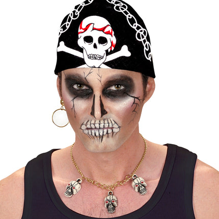Widmann SRL Zwarte piratenbandana met schedels