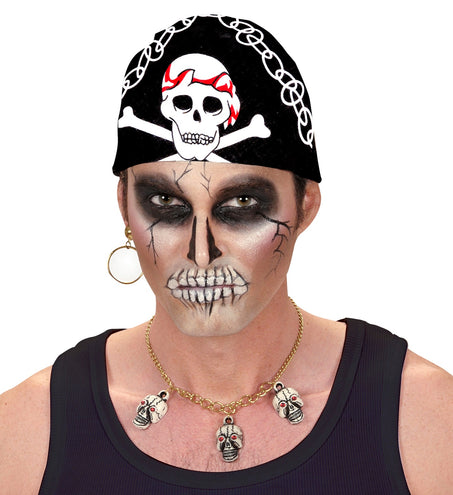 Widmann SRL Zwarte piratenbandana met schedels