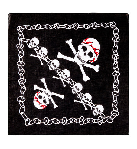 Widmann SRL Zwarte piratenbandana met schedels