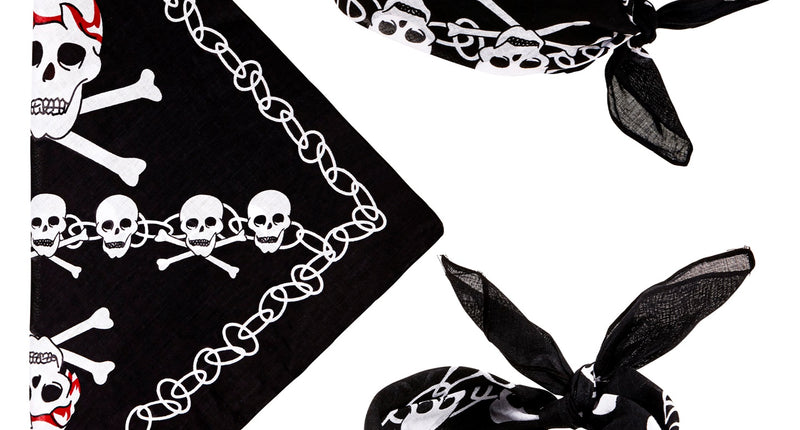Widmann SRL Zwarte piratenbandana met schedels