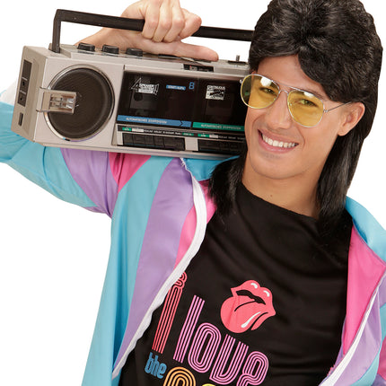 Widmann SRL Zwarte pruik met matje en bril Jokertje