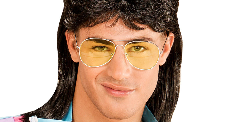 Widmann SRL Zwarte pruik met matje en bril Jokertje