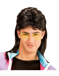 Widmann SRL Zwarte pruik met matje en bril Jokertje