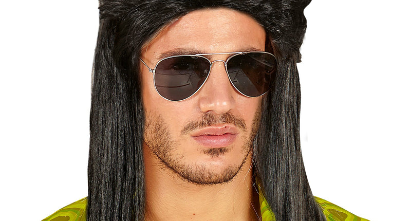 Widmann SRL Zwarte rocker pruiken voor mannen