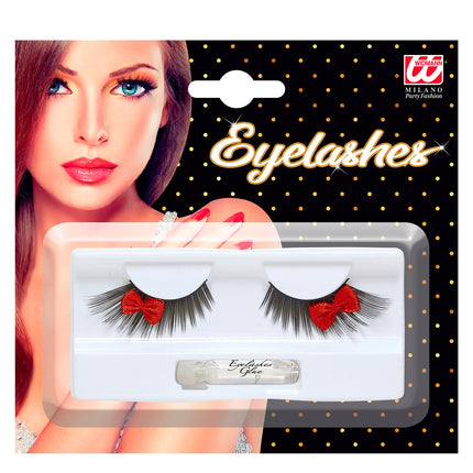 Widmann SRL Zwarte wimpers met strikjes