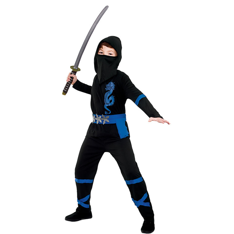 Power ninja kostuum zwart blauw kinderen