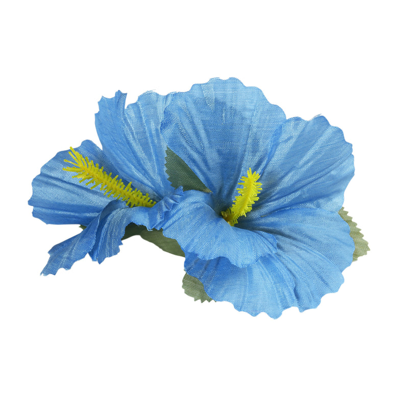 Hawaii bloem haarclip licht blauw