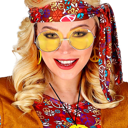 Hippie bril geel grote glazen
