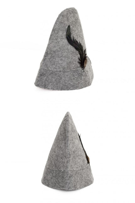 Tiroler hoed met veer grijs
