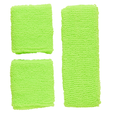 Groene zweetbanden neon set
