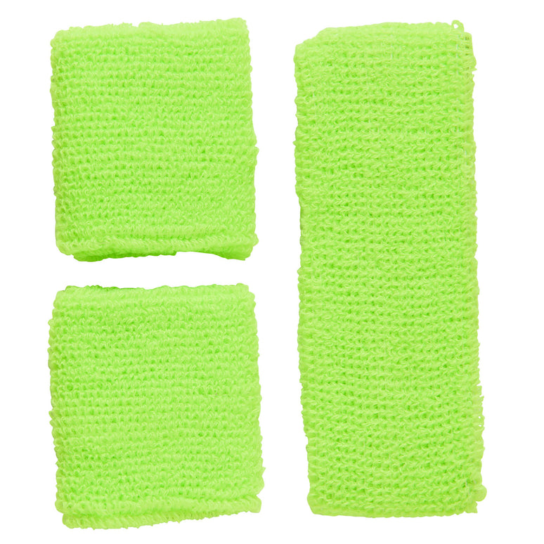 Groene zweetbanden neon set