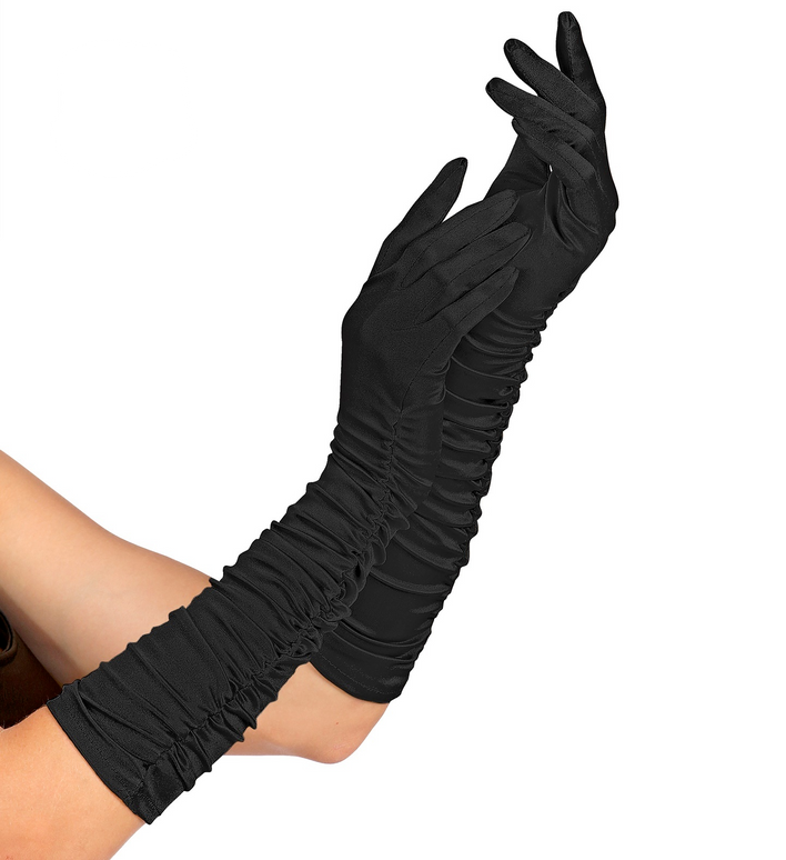 handschoenen plisse lycra zwart