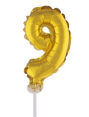 Folieballon 13 cm op stokje goud