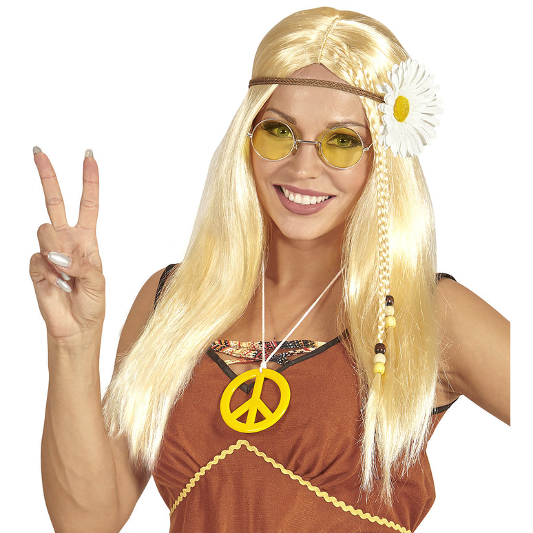 Blonde hippie pruik met haarband