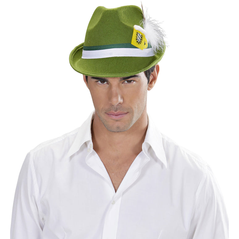Tiroler hoed groen met veer
