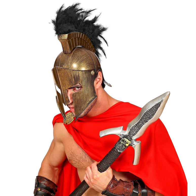 Spartaanse helm met zwarte veer