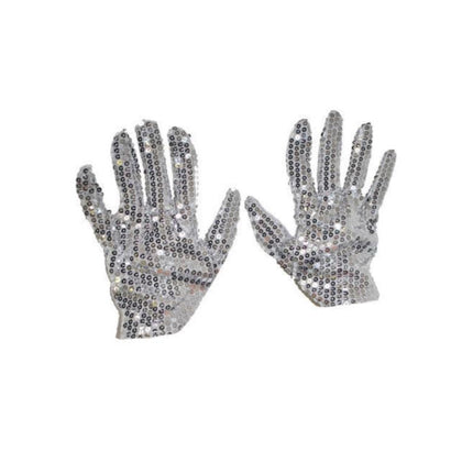 Zilveren glitter handschoenen met pailletten