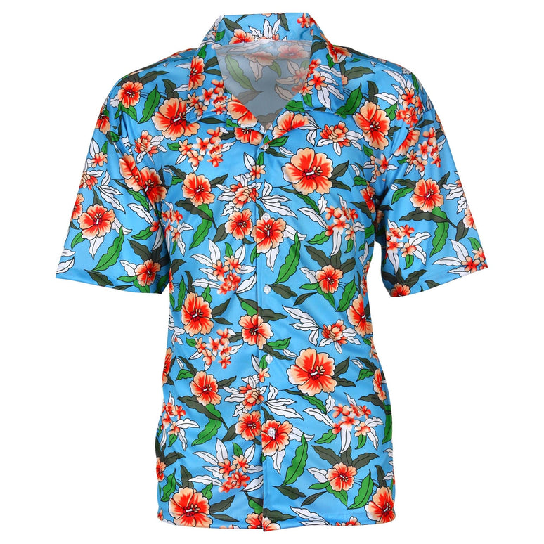 Blauw Hawaii shirt met print