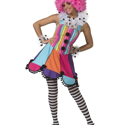 Regenboog clown jurkje Patty dames