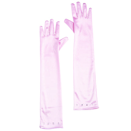 Satijnen handschoenen roze kind