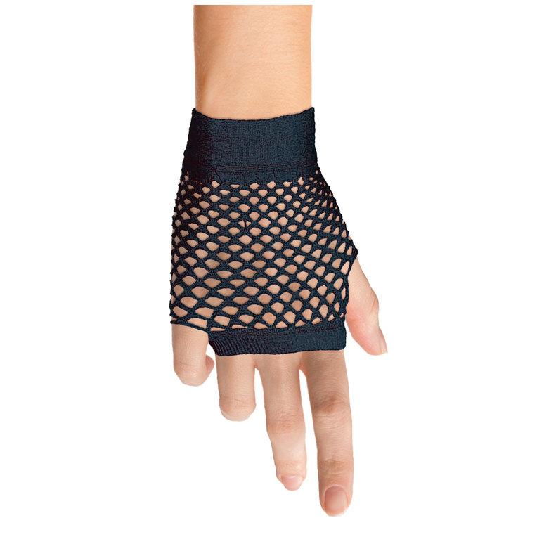 Zwarte visnet handschoenen kort model