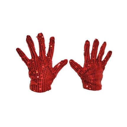 Rode glitter handschoenen met pailletten