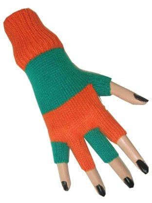 Vingerloze handschoen oranje/groen