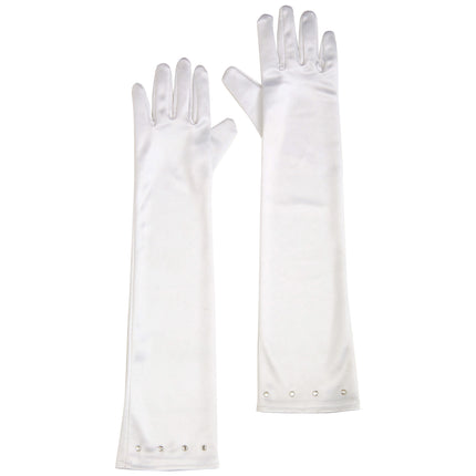 Satijnen handschoenen wit kinderen