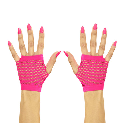 Neon vingerhandschoenen roze
