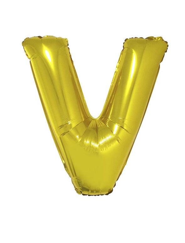 Grote folie ballon letter V Goud
