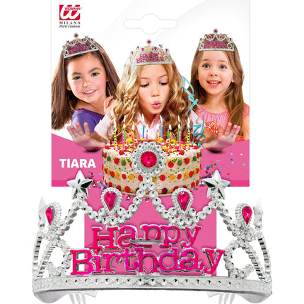 Zilveren tiara happy birthday Felicia