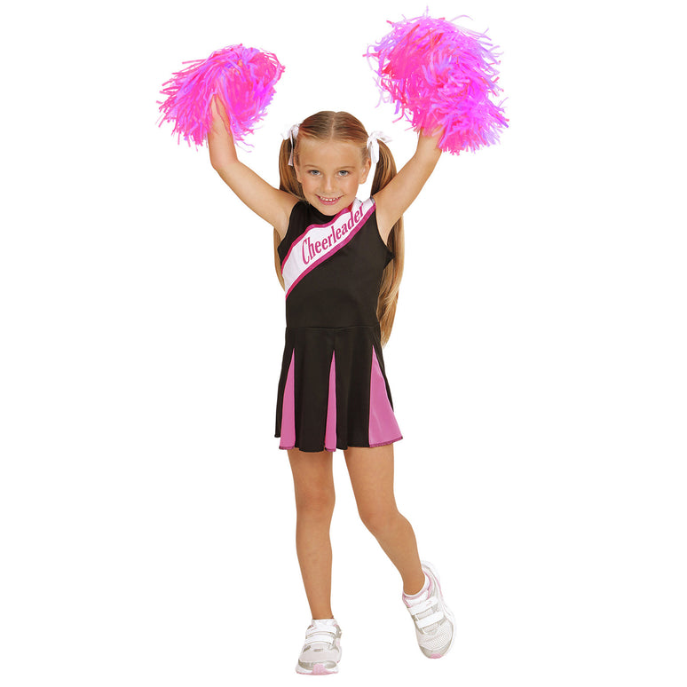 Cheerleader kostuum zwart roze kinderen