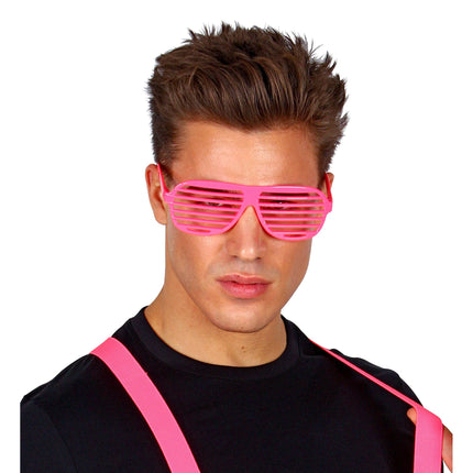 Neon roze bril met luikjes