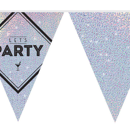 Vlaggenlijn "Let's Party" holographic silver 10 meter