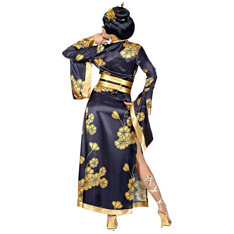 Geisha jurk gouden bloemen