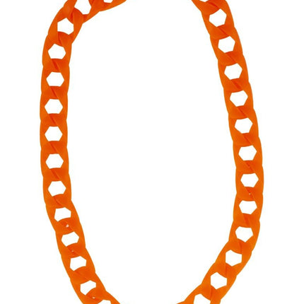 Halsketting met grote schakels neon oranje